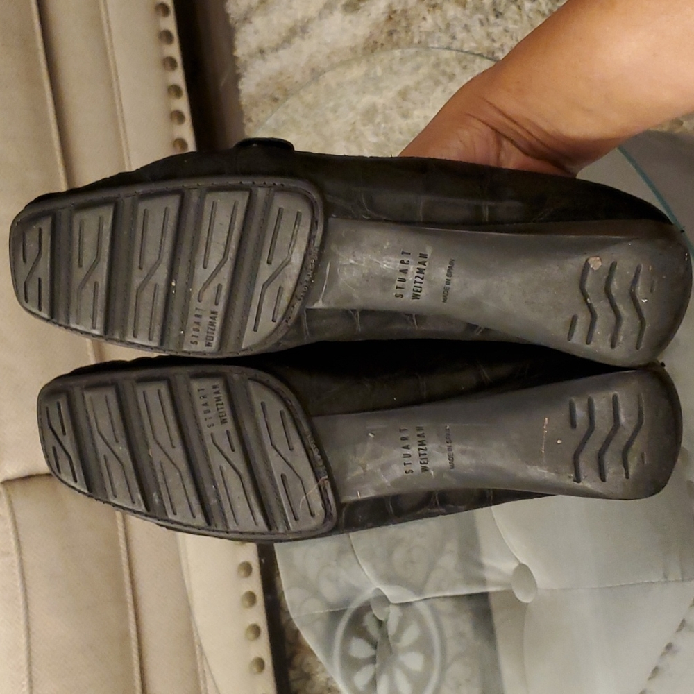 Stuart Weitzman Suede Croc Embossed Shoes - Picture 5 of 13